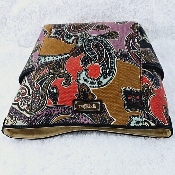 SPARTINA 449 Daufuskie Island Paisley Print Linen Black Leather Shoulder Bag - Picture 10 of 16